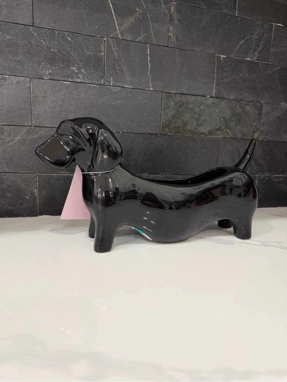Black Dachshund Ceramic Planter
